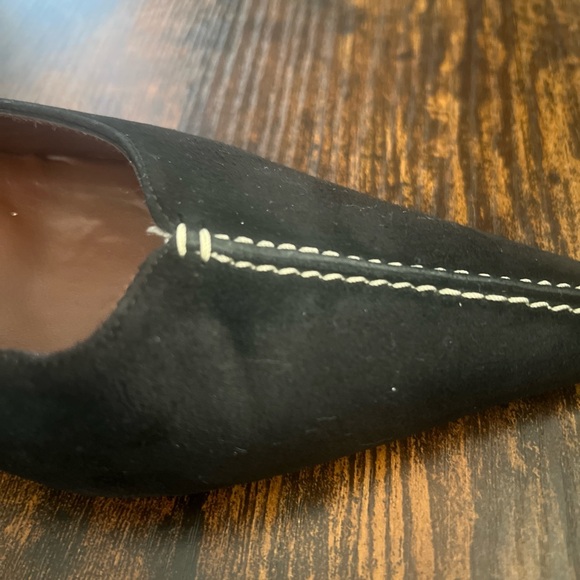 Donald J. Pliner Black Pointed Slip-On Mule with White Stitching Size 6 - Picture 3 of 6